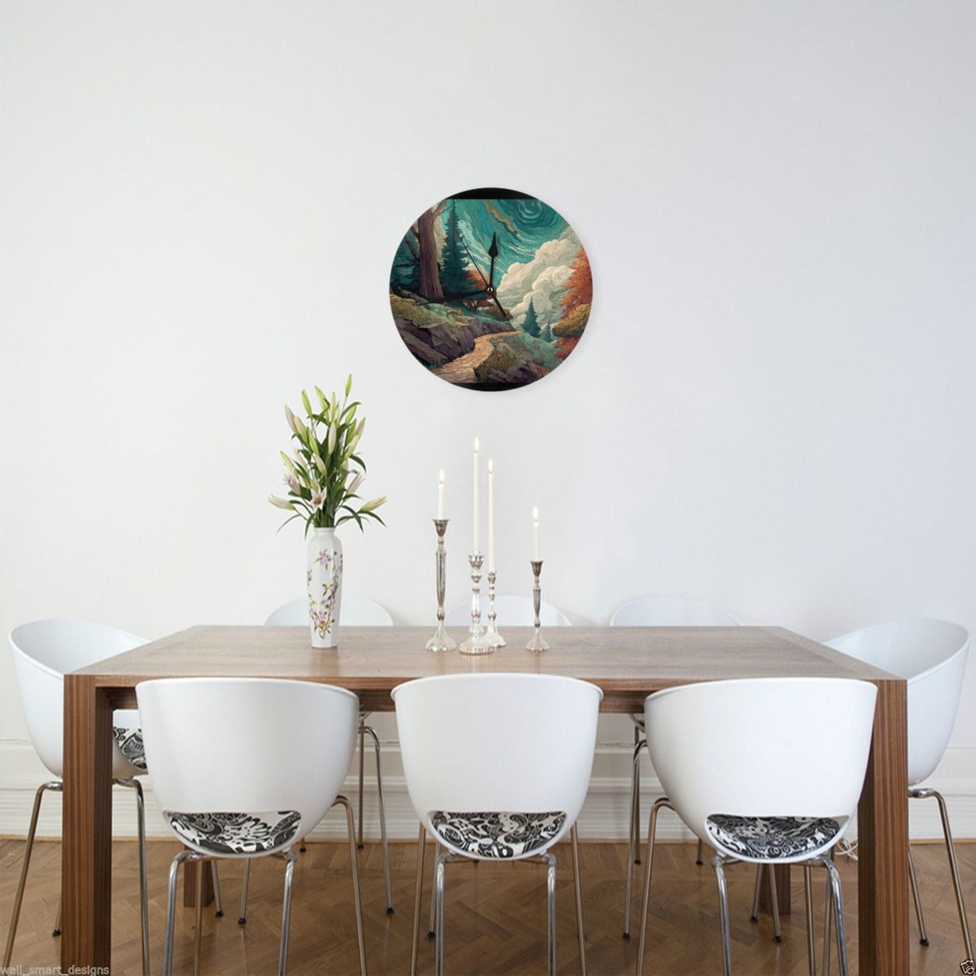 "Dream Forest" Creative Round Clock | Fantasy Style Natural Landscape, Take a Walk Down a Mystical Forest Path