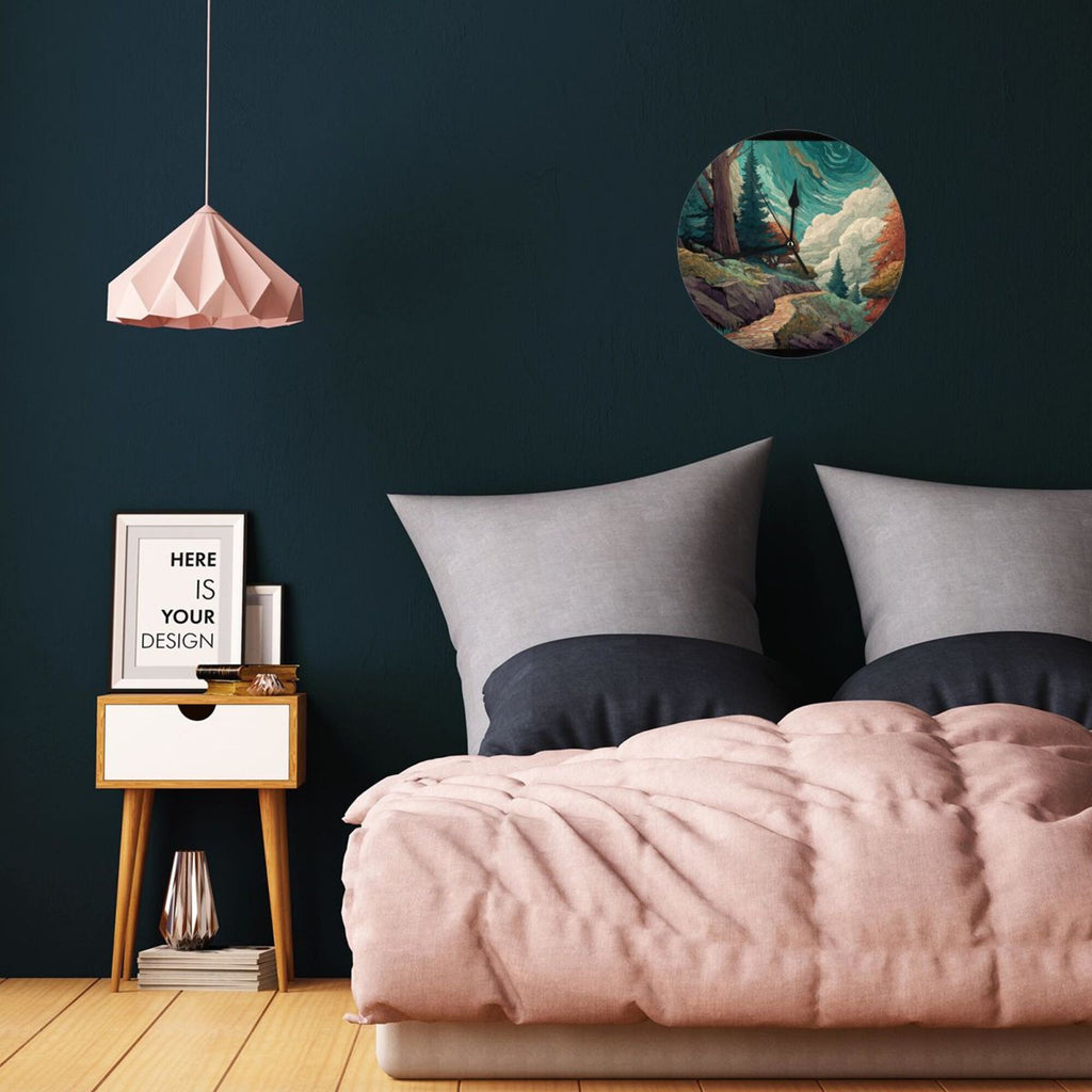 "Dream Forest" Creative Round Clock | Fantasy Style Natural Landscape, Take a Walk Down a Mystical Forest Path