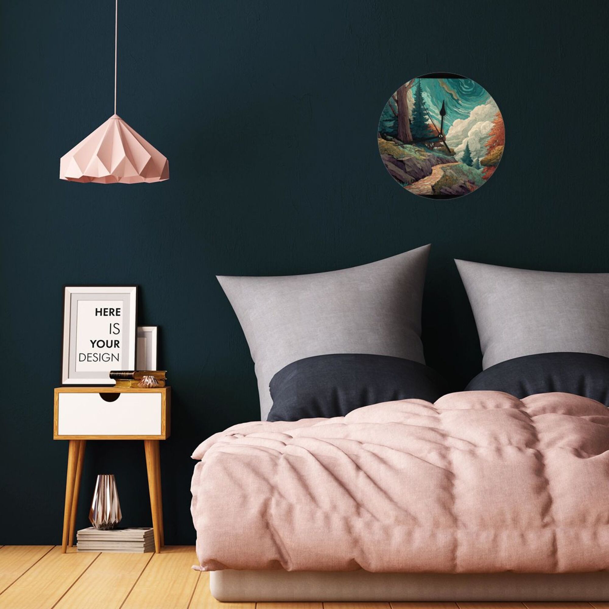 "Dream Forest" Creative Round Clock | Fantasy Style Natural Landscape, Take a Walk Down a Mystical Forest Path