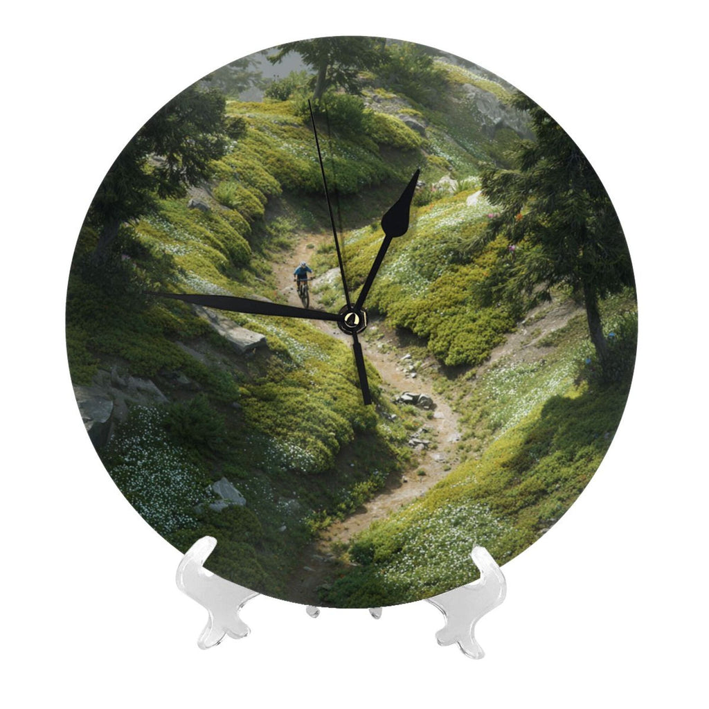 "Mountain Biking" Creative Round Clock | Perfect Fusion of Nature Landscape and Cycling Adventure