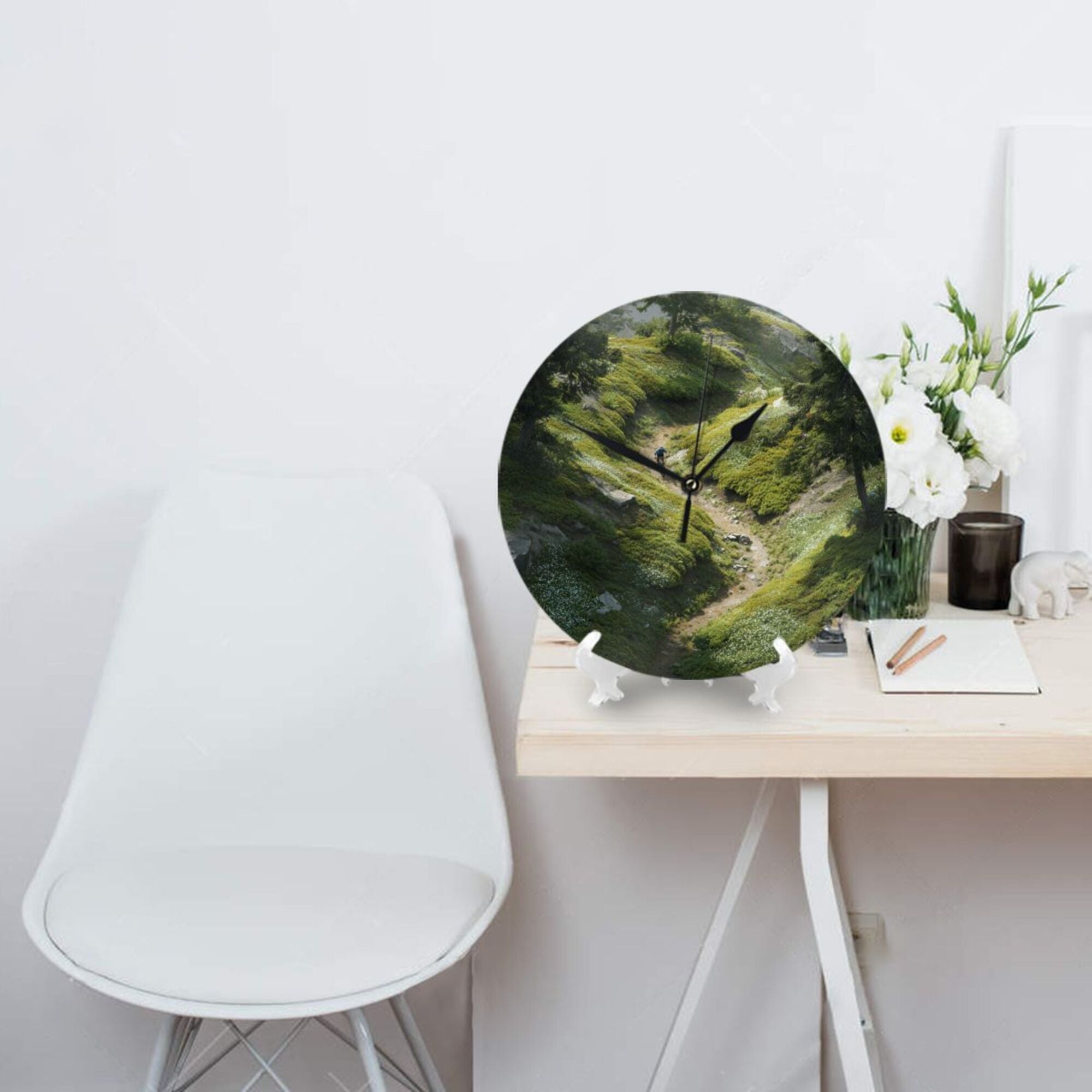 "Mountain Biking" Creative Round Clock | Perfect Fusion of Nature Landscape and Cycling Adventure