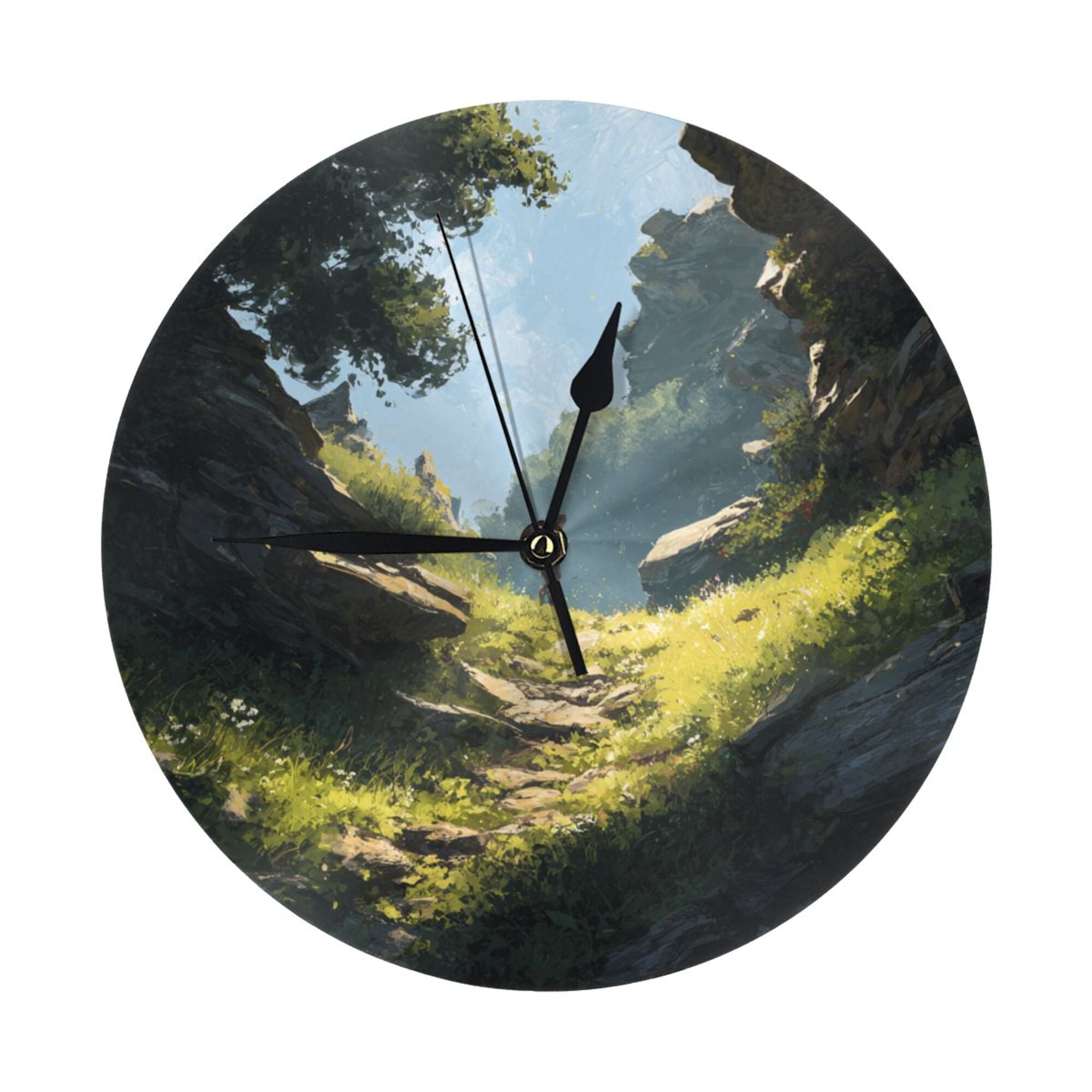 "Morning Path" Creative Round Clock | Fantasy Style Mountain Path, Embrace the Tranquility of Nature