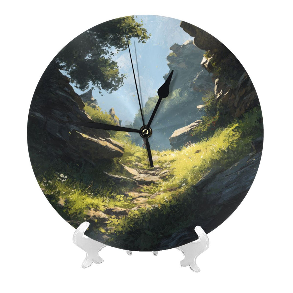 "Morning Path" Creative Round Clock | Fantasy Style Mountain Path, Embrace the Tranquility of Nature