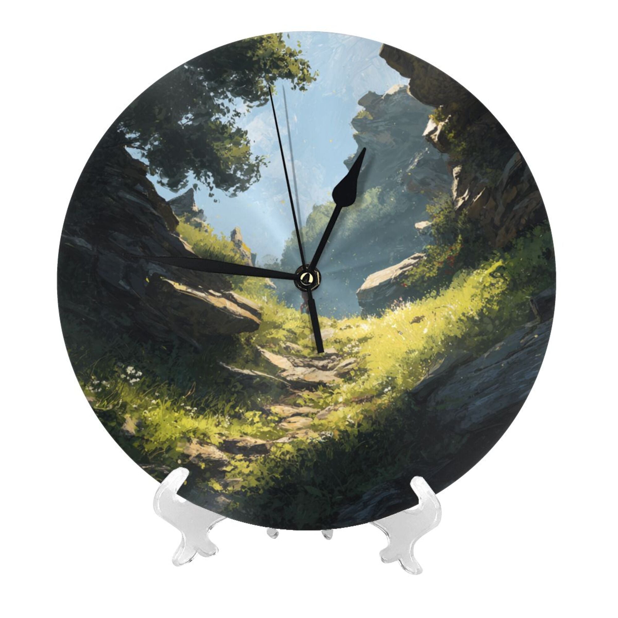 "Morning Path" Creative Round Clock | Fantasy Style Mountain Path, Embrace the Tranquility of Nature