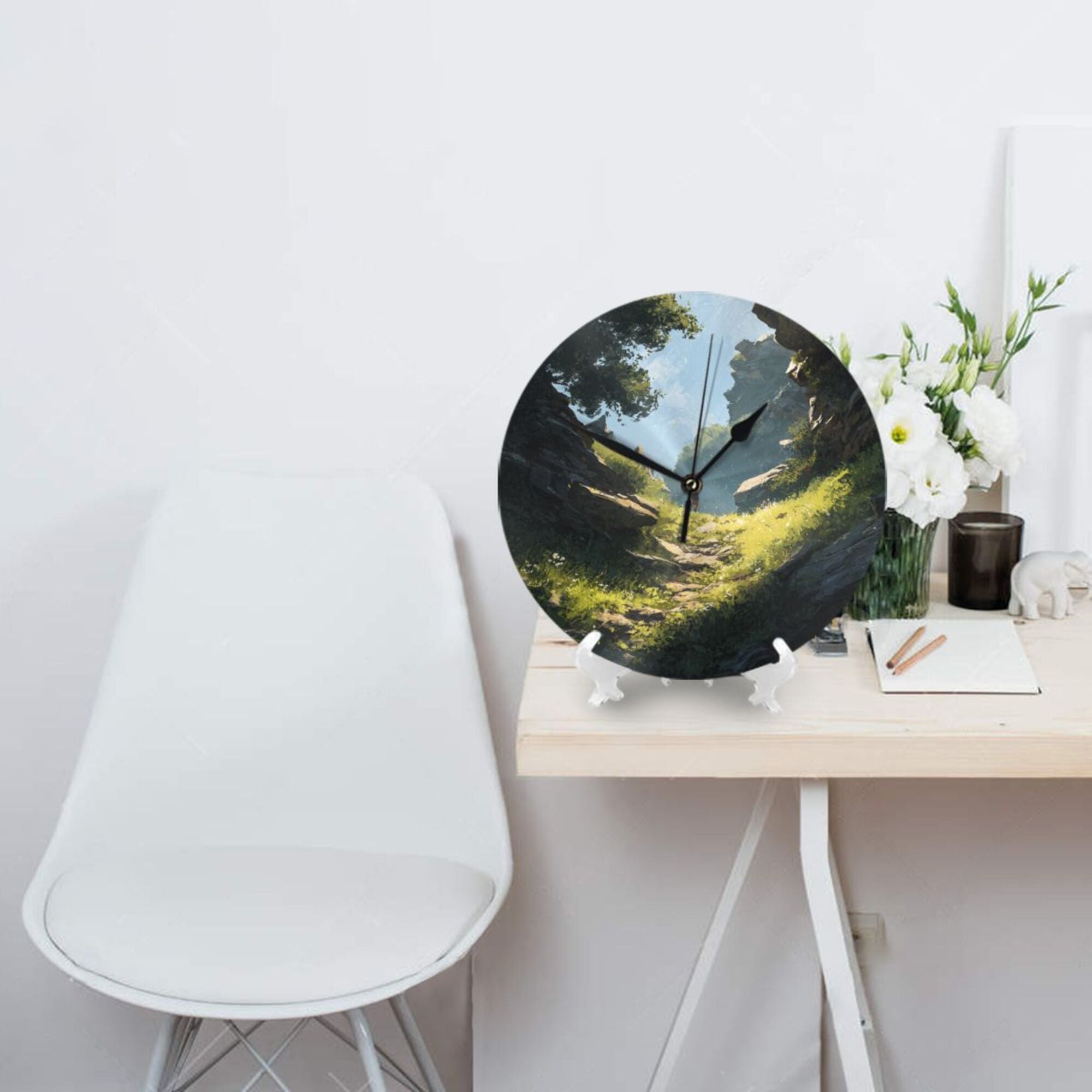 "Morning Path" Creative Round Clock | Fantasy Style Mountain Path, Embrace the Tranquility of Nature