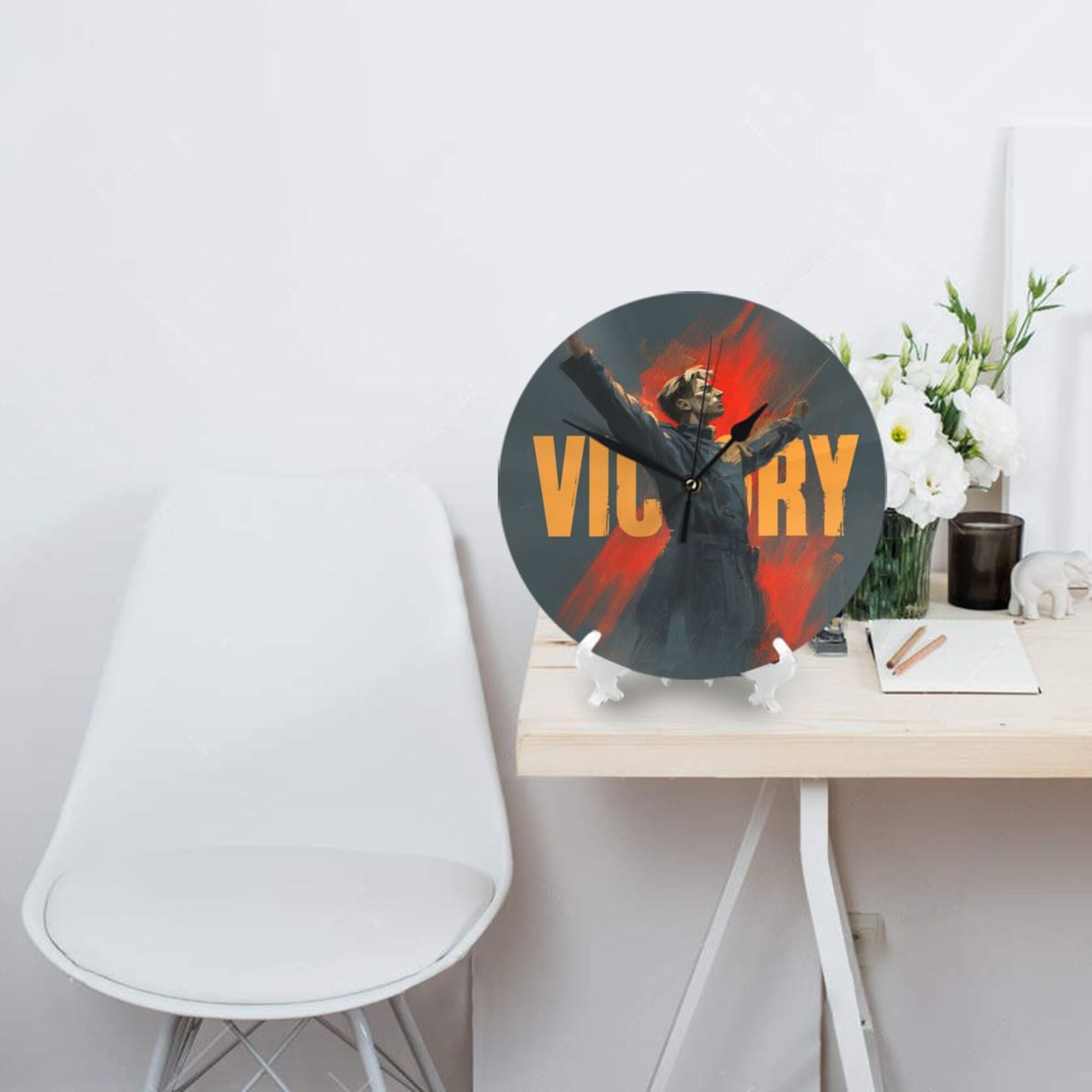 "Victory Call" Creative Round Clock | A Symbol of Triumph and Courage